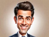 Fototapeta  - Funny caricature of a young man, realistic