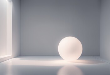 Poster - 3d illustration of a abstract background of a glass sphere with a glowing ball 3d illustration of a abstract background of a glass sphere with a glowing ball white interior with a large window