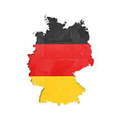 Germany country map and flag in cutout style with distressed torn paper effect isolated on transparent background