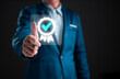 © ALamphad - Guarantee excellent service quality and standard business concept. Businessman thumb up with certificate sign, best performance control and compliance for assurance and ISO, great system management.