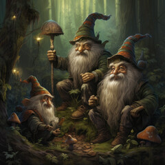 Wall Mural - Gnomes of different walks of life and hobbies