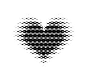 Screentone heart with dot pattern. Halftone valentine day love symbol. Pop art emoji with circle texture. Vector retro illustration