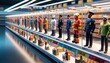 Miniature workers for sale on a shelf reflect job market dynamics