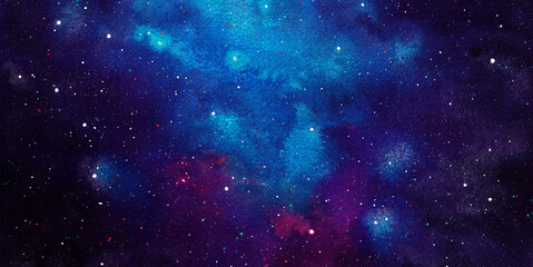 Wall Mural - cosmic illustration. beautiful colorful space background. watercolor cosmos
