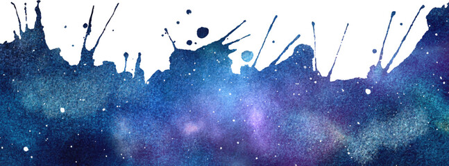 Wall Mural - vector cosmic illustration for border. beautiful colorful space background. watercolor cosmos