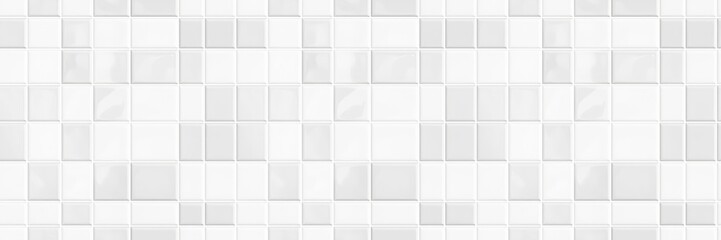 White light rectangular brick subway tiles wall texture wide background banner panorama seamless pattern