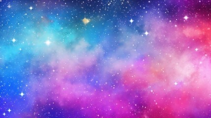 Dream cute rainbow starry sky glitter fantasy background stardust universe vivid, Generative AI