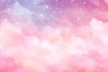 Fairy Tale Cute Pink Starry Sky Hand Drawn Background Material Pastel Color, Generative AI