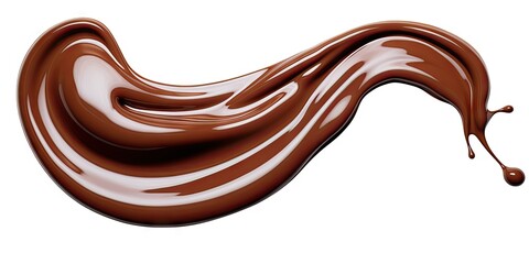 Decadent chocolate elegance. Flowing liquid brown on white background isolated. Gourmet dessert motion. Creamy wave