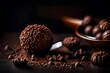 A close-up of a chocolate truffle being delicately bitten into
