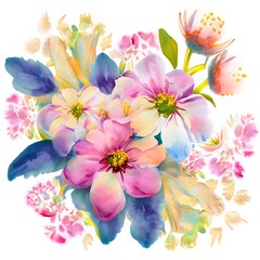 Wall Mural - Watercolor flowers background.