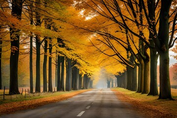 Wall Mural - autumn alley in the park