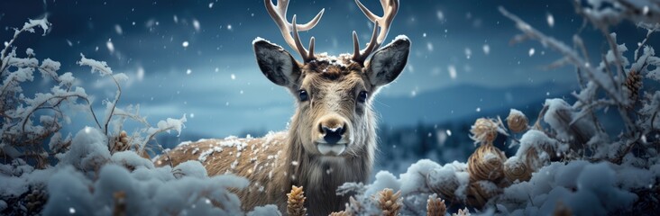 Wall Mural - Christmas reindeer web banner