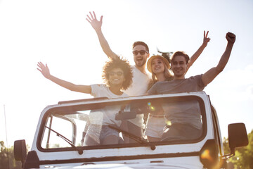 Poster - Friends travelling by car