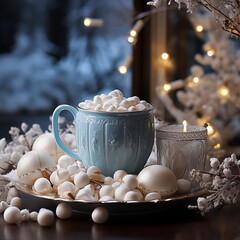 Poster - christmas still life with candles and cookies