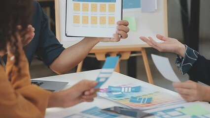 Website designer Creative planning application development draft sketch drawing template layout framework wireframe design studio . User experience concept .
