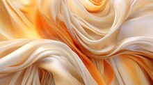 Elegant Swirls Of Cream And Orange Fabric In A Soft, Flowing Texture. Suitable For Interior Design, Fashion, Or Textile Industries.