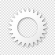Gear icon, flat design. Machine sprocket gear icon. Realistic vector cogwheel sign symbol on a transparent background.