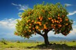 Picture of a tree with orange fruit. Generative AI