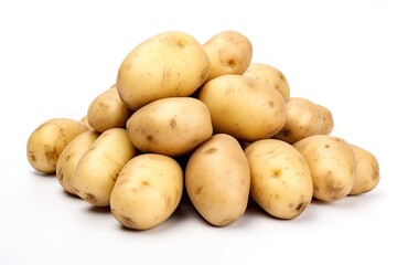 Fresh raw potatoes isolated on white background