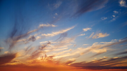 Wall Mural - Colorful dramatic sky with cloud at sunset.Sky clouds at sunset.