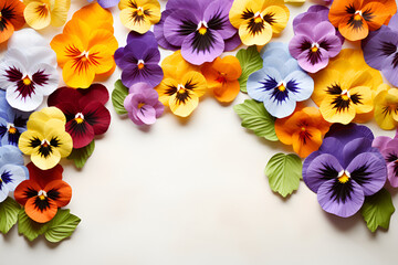 pansies as a floral background. natural multicolored backdrop.