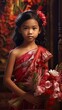 © neirfy - girl dressed with balinese outfit, ornate, flowers