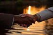 Professional Partnership. Close-up Handshake with Business Partner in the Warm Morning Light