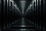 Fototapeta Fototapety do przedpokoju i na korytarz, nowoczesne - A narrow dark tunnel with a slit between squares in a 3D design. Generative AI