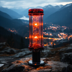 Canvas Print - Red energy bar outdoors in the mountains