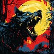 AI generated illustration of an angry werewolf creature on Halloween