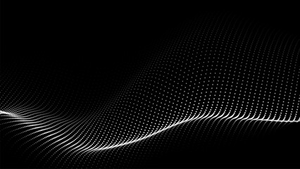 Leinwandbilder - Abstract digital wave of particles. Futuristic point wave. Technology background vector. Vector illustration	