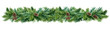 PNG Christmas long banner. Pine tree branches garland with cones on transparent background