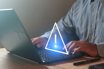 Businessman using laptop computer for helps avoid manual errors in businees