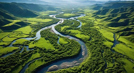 Wall Mural - aerial view of river in iceland