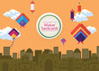 Easy to edit vector illustration of Happy Makar Sankranti background with colorful kite