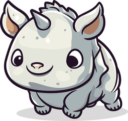 Cute Rhinoceros Animal Cartoon Character Vector Illustration.