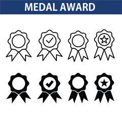 Wall Mural - Medal Award Trophy set icon logo design vector template illustration. EPS 10