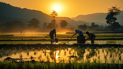 farmers planting rice