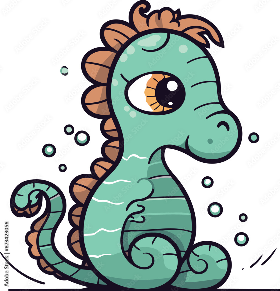 Cute cartoon seahorse. Vector illustration isolated on white background ...
