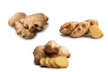 Wall Mural - Ginger root isolated on white background.