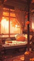 Wall Mural - Interior of a bedroom. AI generated art illustration.