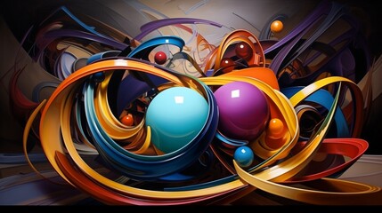 Wall Mural - an intriguing, swirling creation of colors and shapes, an abstract feast for the eyes.