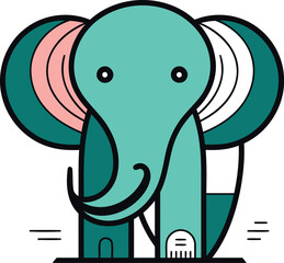 Cute elephant in flat style. Vector illustration for your design.