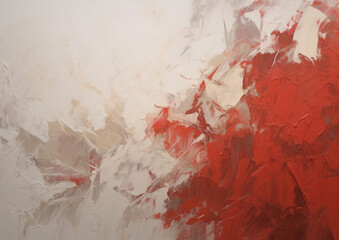 Wall Mural - an abstract painting of red and white colors. Expressive Red oil painting background