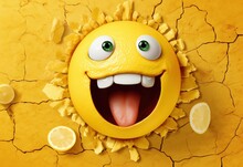 Happy And Laughing Emoticon. Social Media And Communications Concept. Abstract Emotional Face. Facial Expression. Sphere. Illustration For Banner, Poster, Cover, Brochure Or Presentation.