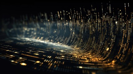 An abstract composition of binary code sequences transitioning into artistic patterns, conveying the transformation of raw data into innovative technologies.