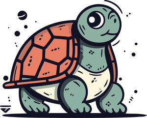 Cute cartoon turtle. Vector illustration isolated on a white background.