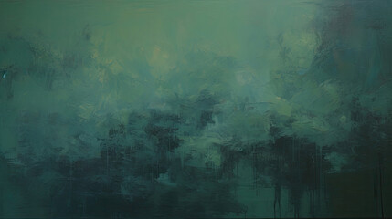 Wall Mural - an abstract painting of green and black colors. Expressive Jade color oil painting background