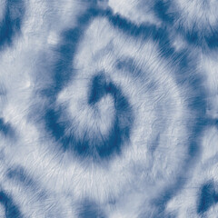 Wall Mural - Blue Tie Dye Boho. Shibori Round Repeat. Vector Navy Pattern. Indigo Pastel Batik. Seamless Shibori Indigo. Dyed Tie Dye. Spiral Tie Dye Tye Dye. Blue Swirl Watercolor. Indigo Swirl Vector.